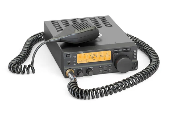 Amateur radio transceiver with push-to-talk microphone switch, 3 — Stock Photo, Image