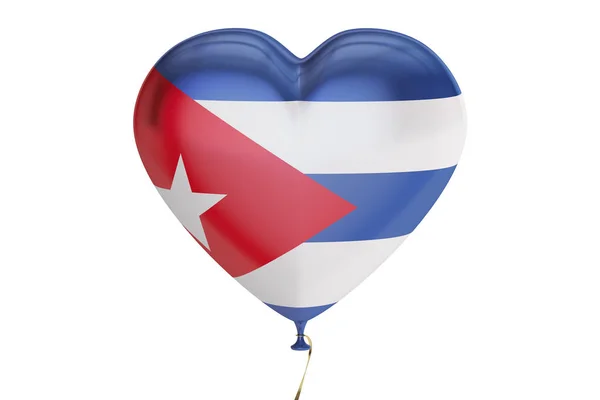 3 d レンダリングの心の形をしたキューバ国旗とバルーン — ストック写真