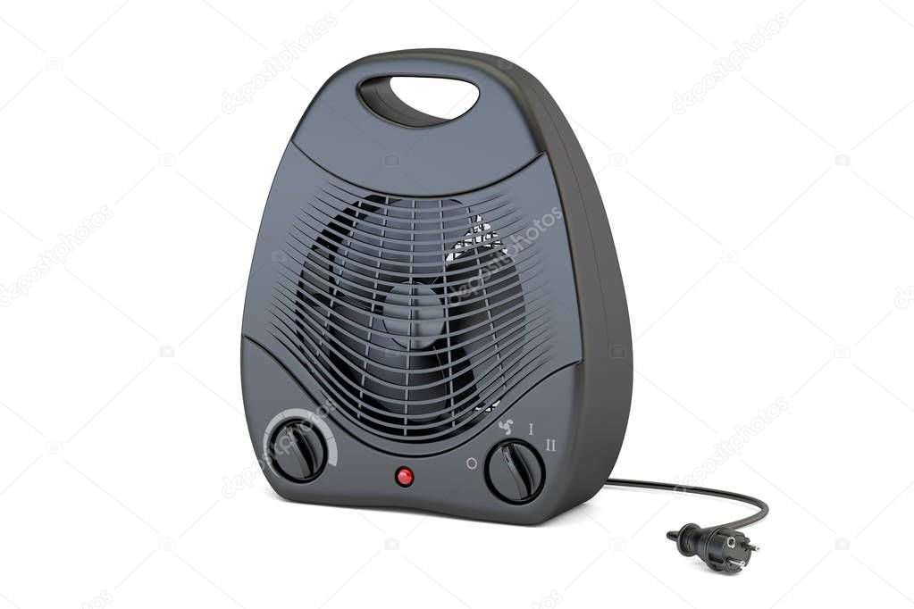 black fan heater closeup, 3D rendering