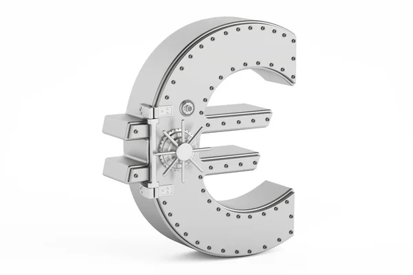 Caja fuerte en forma de signo euro, renderizado 3D — Foto de Stock
