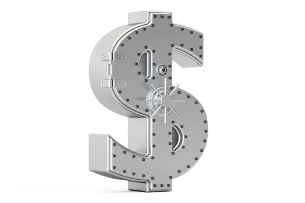 Сейф в форме знака доллара, 3D рендеринг — стоковое фото