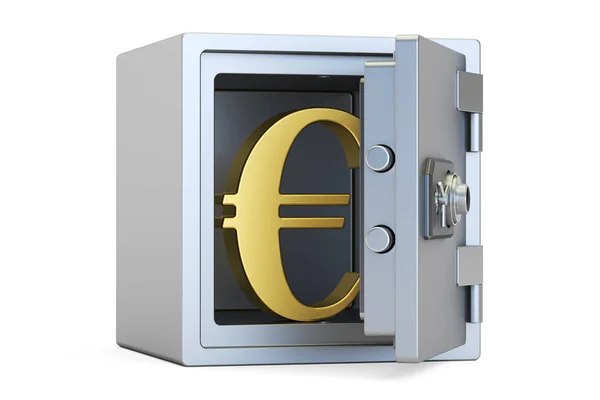 Combinación caja fuerte con símbolo de euro, renderizado 3D — Foto de Stock