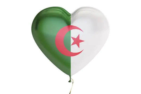 3 d レンダリング、心の形をしたアルジェリアの国旗とバルーン — ストック写真