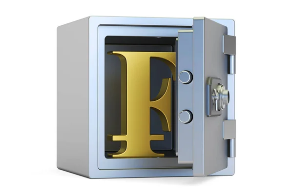 Combinación de caja fuerte con símbolo de franco, renderizado 3D —  Fotos de Stock