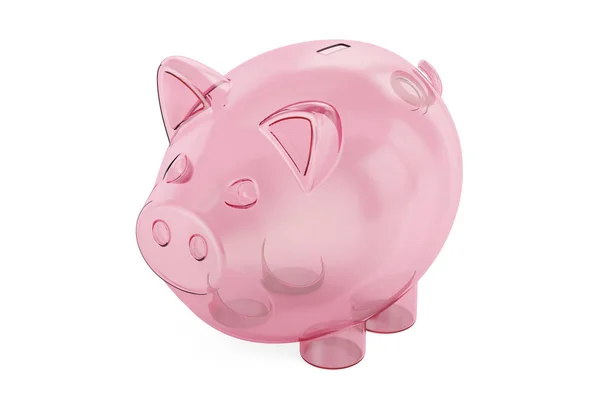 Banco piggy transparente vazio, renderização 3D — Fotografia de Stock