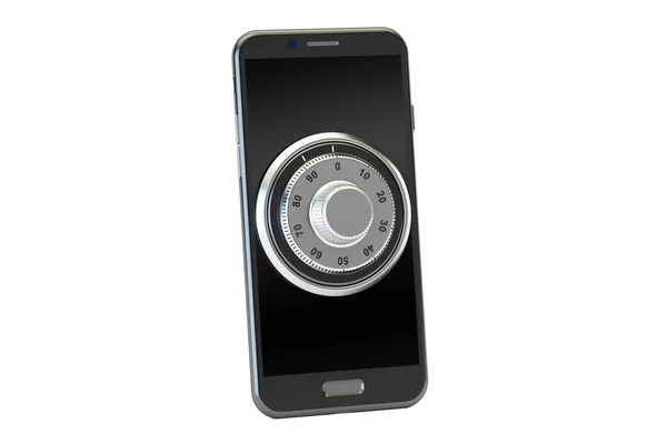 Phone with combination lock, 3D rendering — Stock Photo, Image