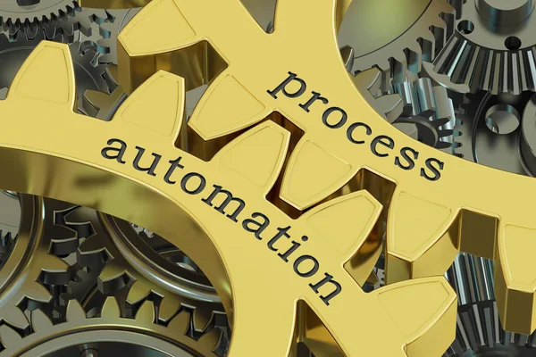 Process Automation concept on the gears, 3D rendering — Stock Photo, Image