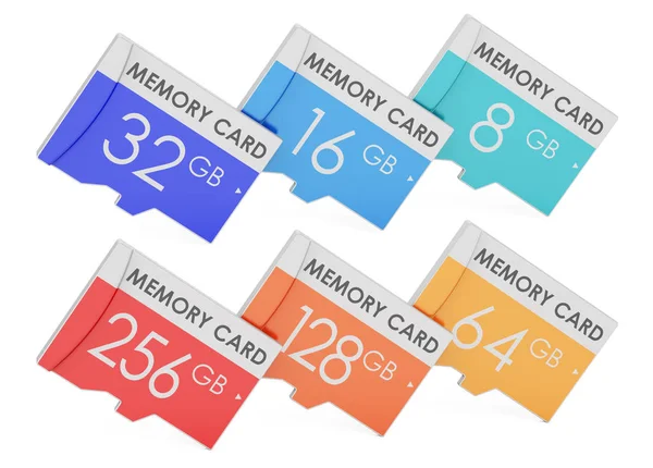 Aantal geheugenkaarten, 3D-rendering — Stockfoto
