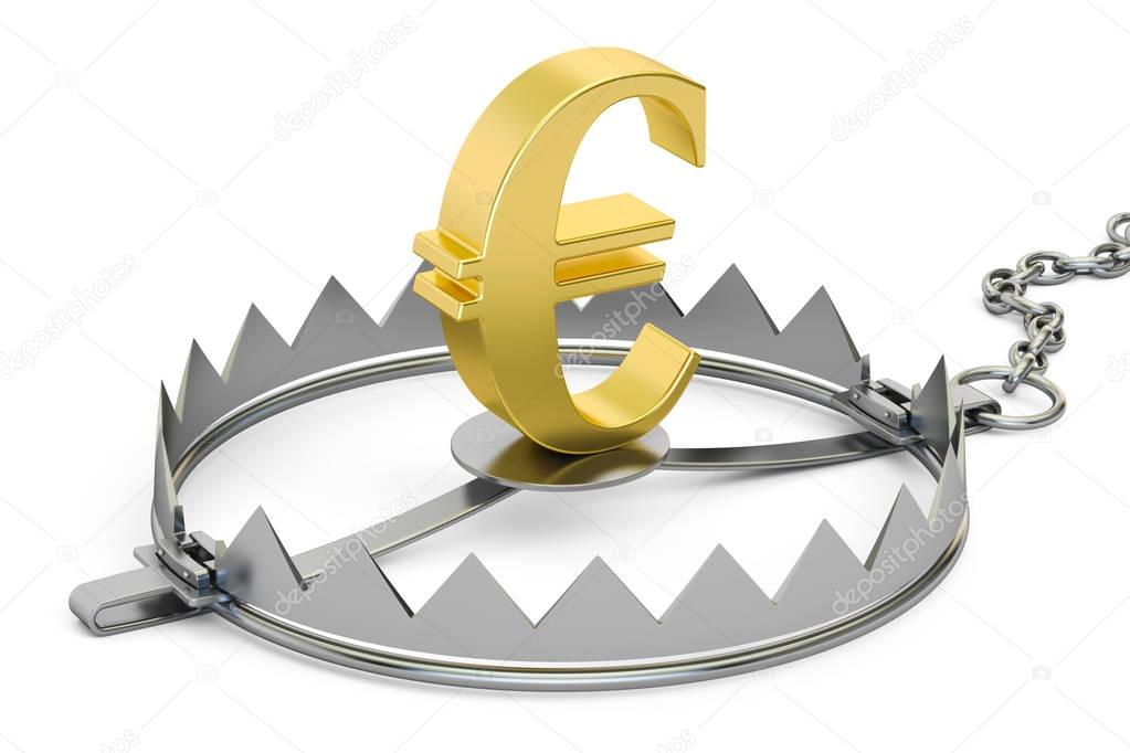 money trap with euro sign, 3D rendering