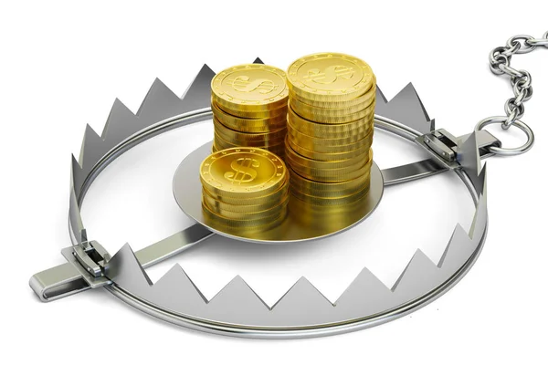 Credit val met gouden munten, 3D-rendering — Stockfoto