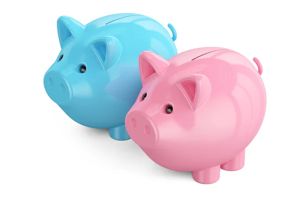 Family piggy banks, 3D rendering — Stock Photo, Image