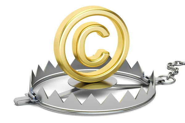 Trap with copyright symbol, 3D rendering — Stock Photo, Image