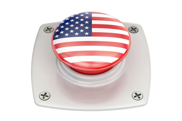 EUA bandeira botão, renderização 3D — Fotografia de Stock