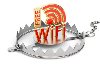 Ücretsiz Wi-Fi simgesiyle, 3d render tuzak