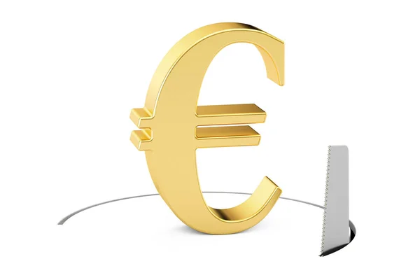 Het valutasymbool van de euro met snijden zagen. Financiële risico's concept, 3 — Stockfoto