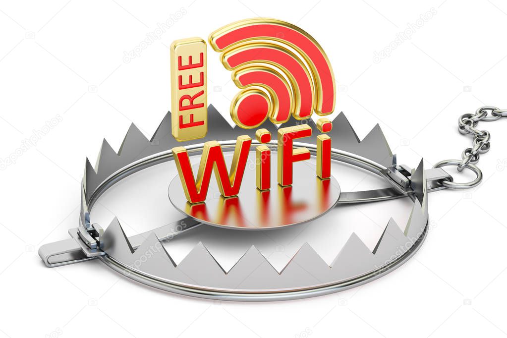 Trap with Free Wi-Fi symbol, 3D rendering