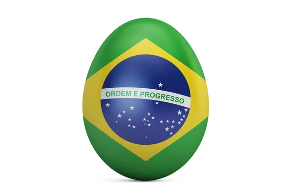 Ovo de Páscoa com bandeira do Brasil, renderização 3D — Fotografia de Stock