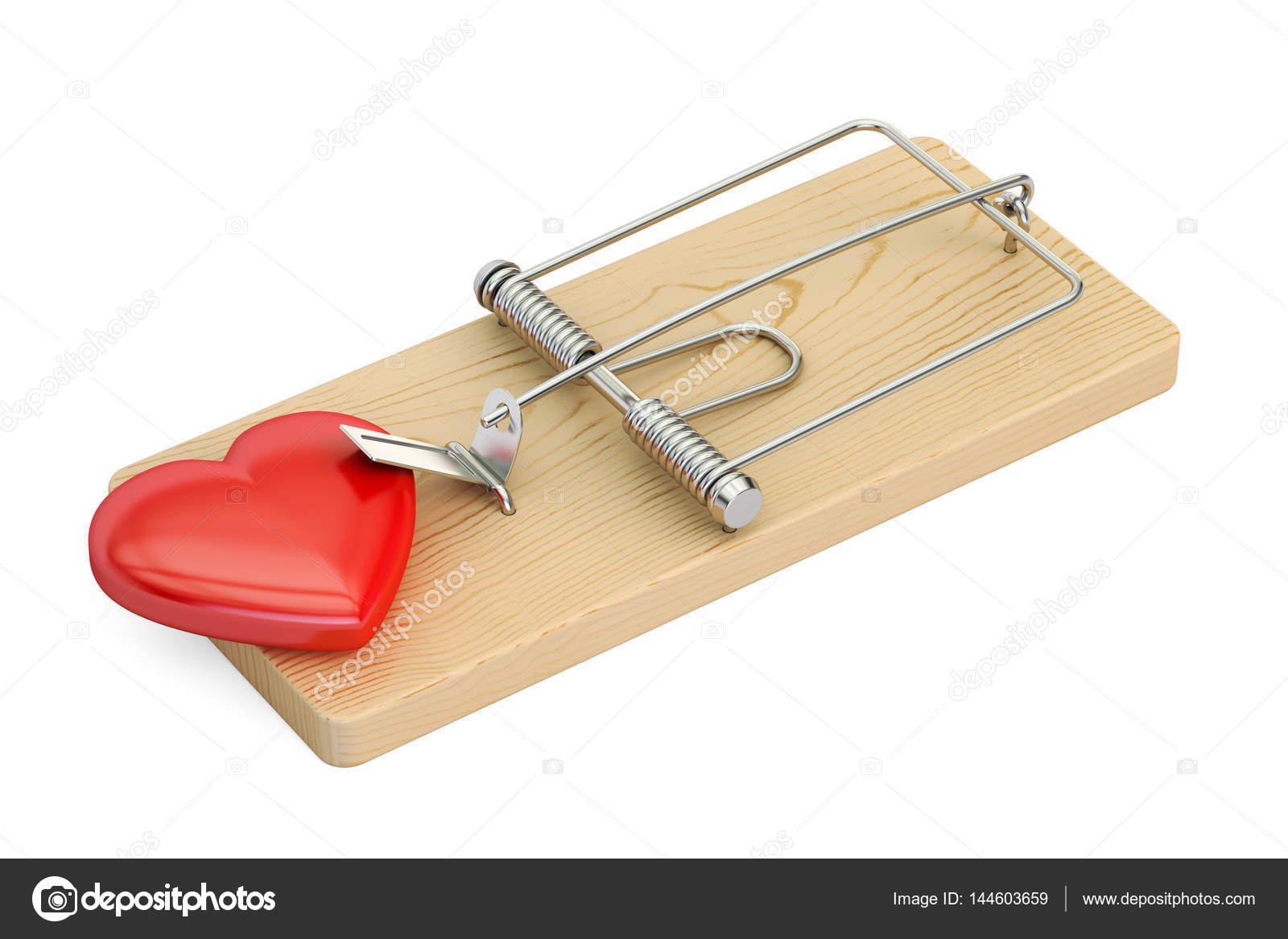 Mousetrap with red heart, 3D rendering Stock Photo by ©alexlmx
