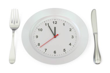 Saat yüzü, 3d render ile yemek tabağı