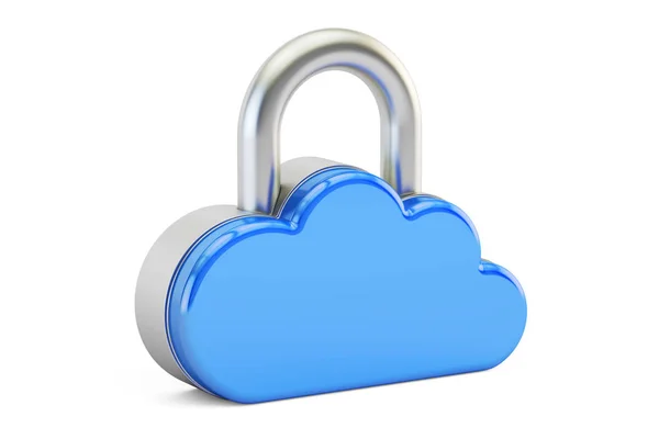 Computación Cloud Padlock. Concepto de seguridad y protección, 3D ren —  Fotos de Stock