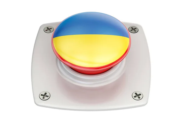 Ukraine flag push button, 3D rendering — Stock Photo, Image