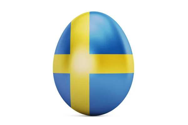 Ovo de Páscoa com bandeira da Suécia, renderização 3D — Fotografia de Stock