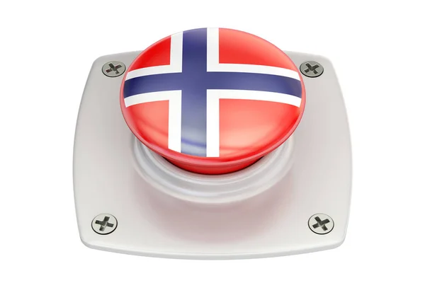 ノルウェー国旗プッシュ ボタン、3 d レンダリング — ストック写真