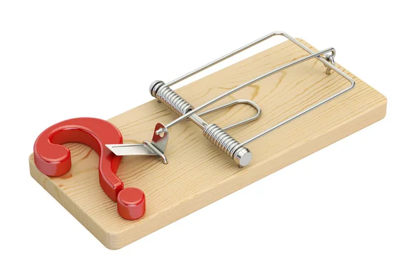 Mousetrap with question mark, 3D rendering — Stock Photo, Image