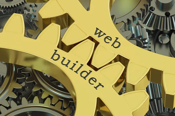 Conceito Web Builder nas engrenagens, renderização 3D — Fotografia de Stock