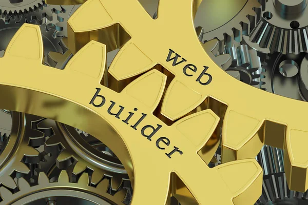 Web Builder kavramı üzerinde tornalama, 3d render — Stok fotoğraf