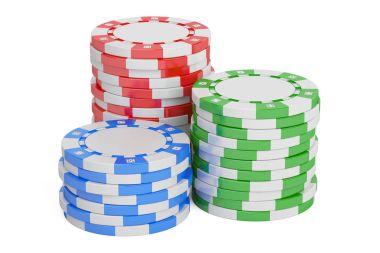 Casino Tokens stack closeup, 3D rendering clipart