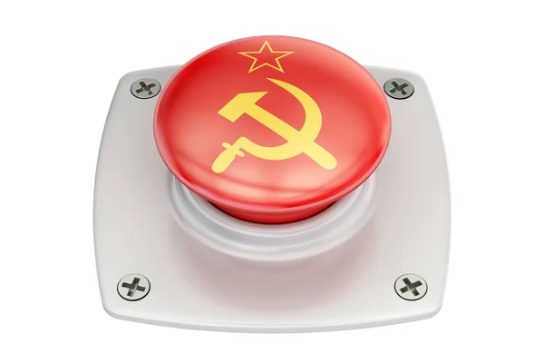 USSR flag push button, 3D rendering — Stock Photo, Image