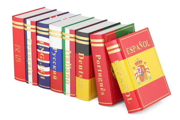 Idiomas Libros, representación 3D — Foto de Stock