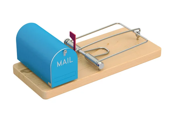 Mailbox in mousetrap, 3D rendering — Stock Photo, Image