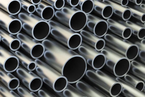 Fundo de tubos de metal, renderização 3D — Fotografia de Stock