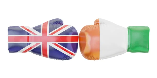Boxing gloves with Ireland and Great Britain flags. Governments — Stock Photo, Image