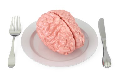 beyin, 3d render ile plaka 