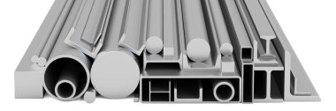 Stack of Rolled Metal Products, 3D rendering