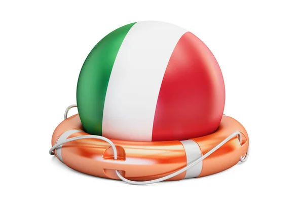 系上的安全带与意大利国旗，安全，帮助和保护的概念。3d 仁 — 图库照片