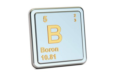Bor B, kimyasal element işareti. 3D render