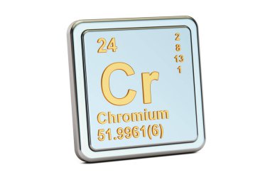 Krom Cr, kimyasal element işareti. 3D render