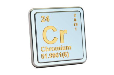 Chromium Cr, chemical element sign. 3D rendering clipart