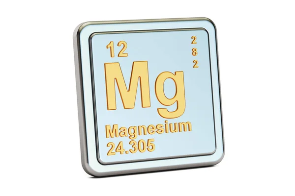 Magnesio, signo de elemento químico Mg. Renderizado 3D — Foto de Stock