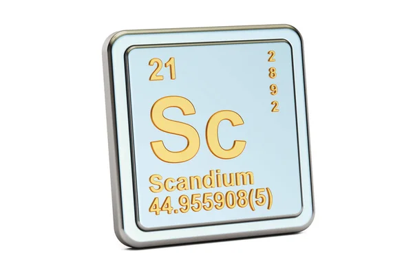 Escandio Sc, signo de elemento químico. Renderizado 3D —  Fotos de Stock