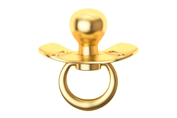 Golden pacifier, 3D rendering — Stock Photo, Image