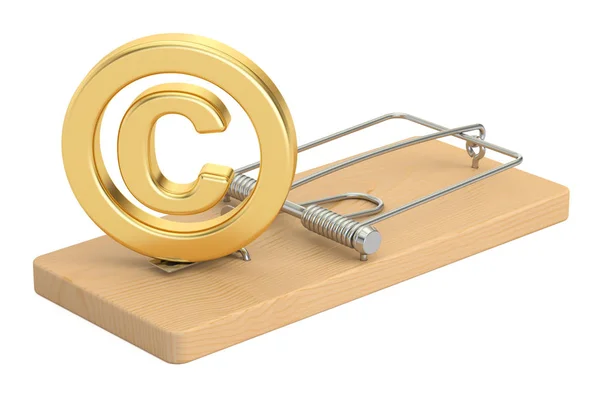 Mousetrap with copyright symbol, 3D rendering — Stock Photo, Image