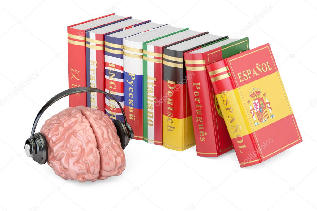 Headphones with brain and books, languages learning and translat