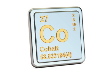 Cobalt Co, chemical element sign. 3D rendering clipart