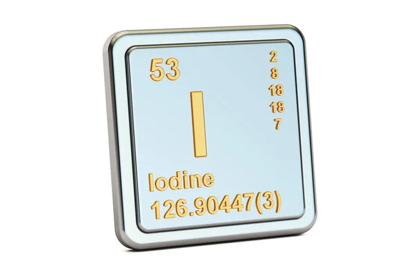 Iodine I stibium, chemical element sign. 3D rendering — Stock Photo, Image