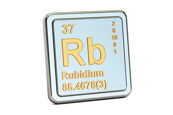 Рубідій Rb, знак хімічних елементів. 3D візуалізація — стокове фото